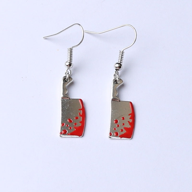 Fashionable Halloween Gothic Horror Style Shaped Kitchen Knife Earrings