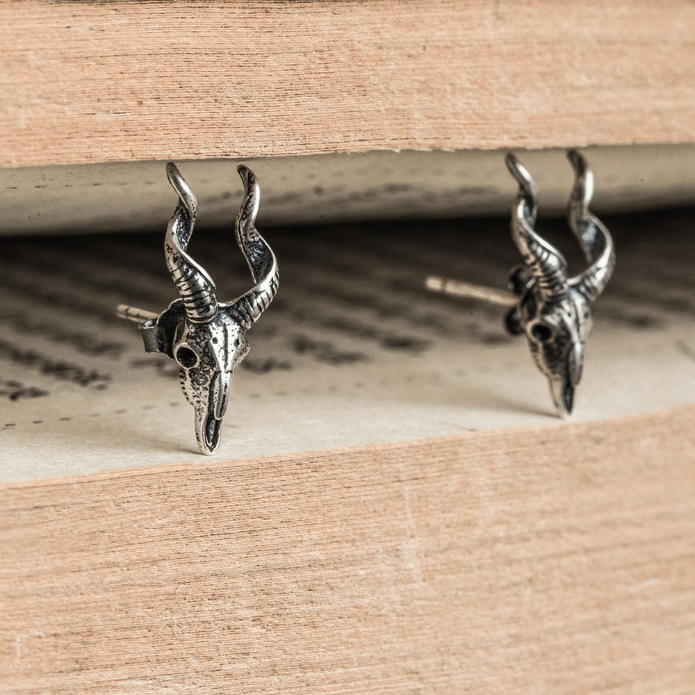 Sterling Silver Punk Vintage Sheep Head Stud Earrings
