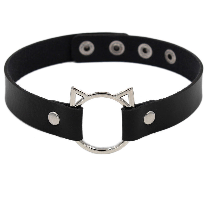 Punk PU Leather Bat Wing Collar