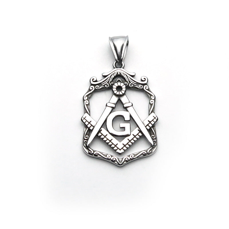 Freemason Pendant Men's Necklace Trendy Hip Hop Pendant Retro Punk Men's Titanium Steel Pendant