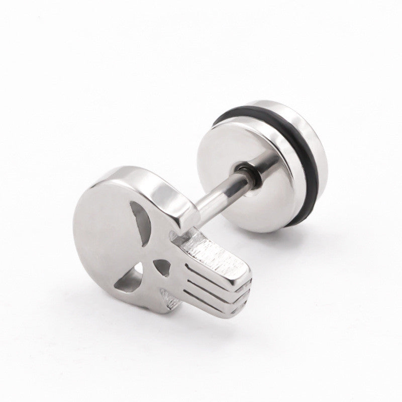 Skull Head Men's Titanium Steel Hypoallergenic Stud Earrings