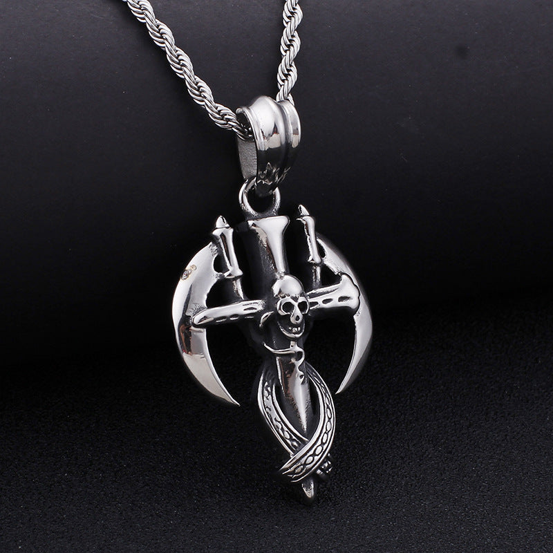 Wholesale Stainless Steel Jewelry Skull Head Death Sickle Pendant