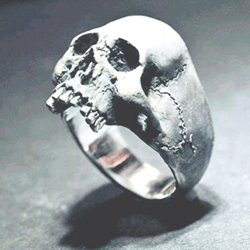 Skull ring male rock goth punk