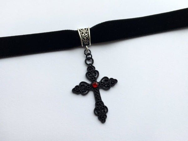 Gothic Cross Black Velvet Choker Manufacturer