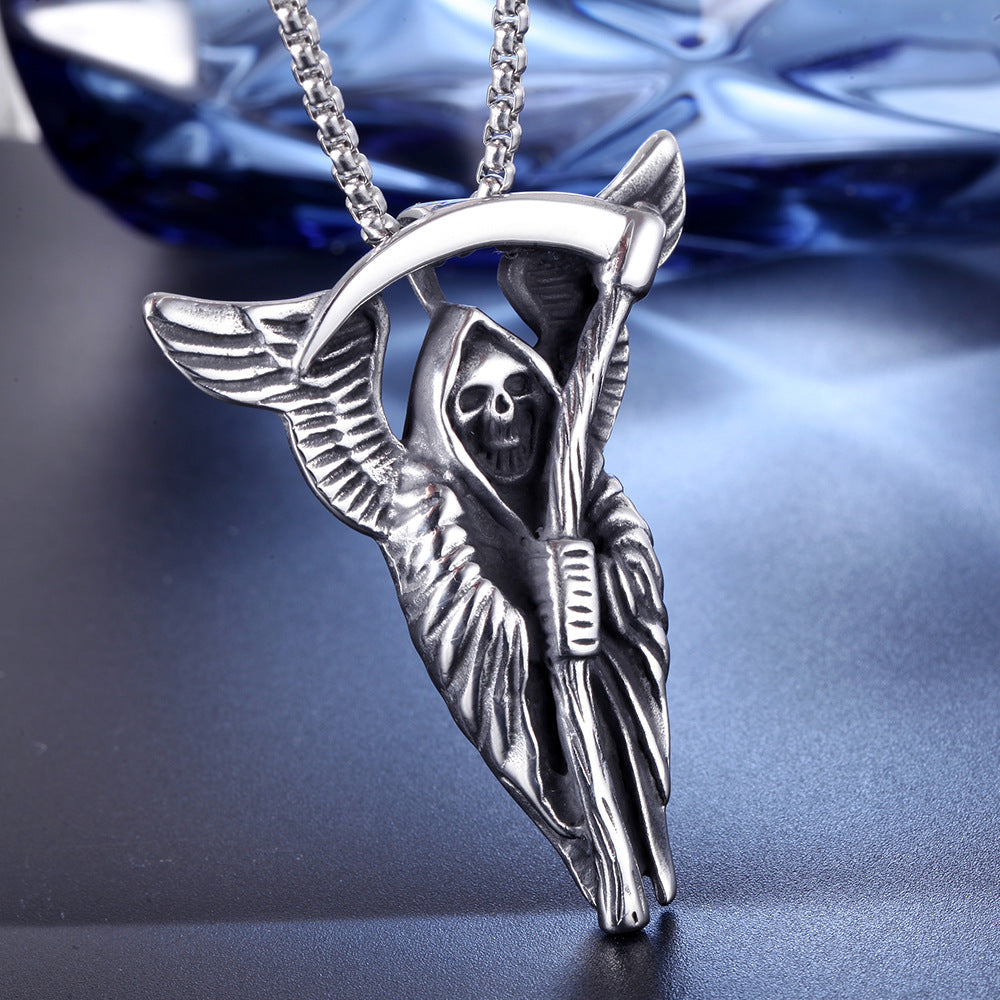 Stainless Ornament Skull Death Sickle Pendant Cool Accessories