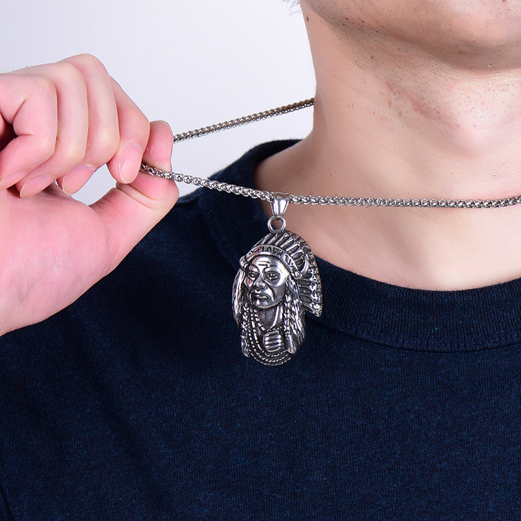 Jewelry Indian Tribe Legend Chieftain Titanium Steel