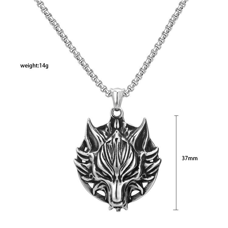 Fashion Wolf Head Personality Domineering Necklace Punk Male Tide Wolf Totem Pendant