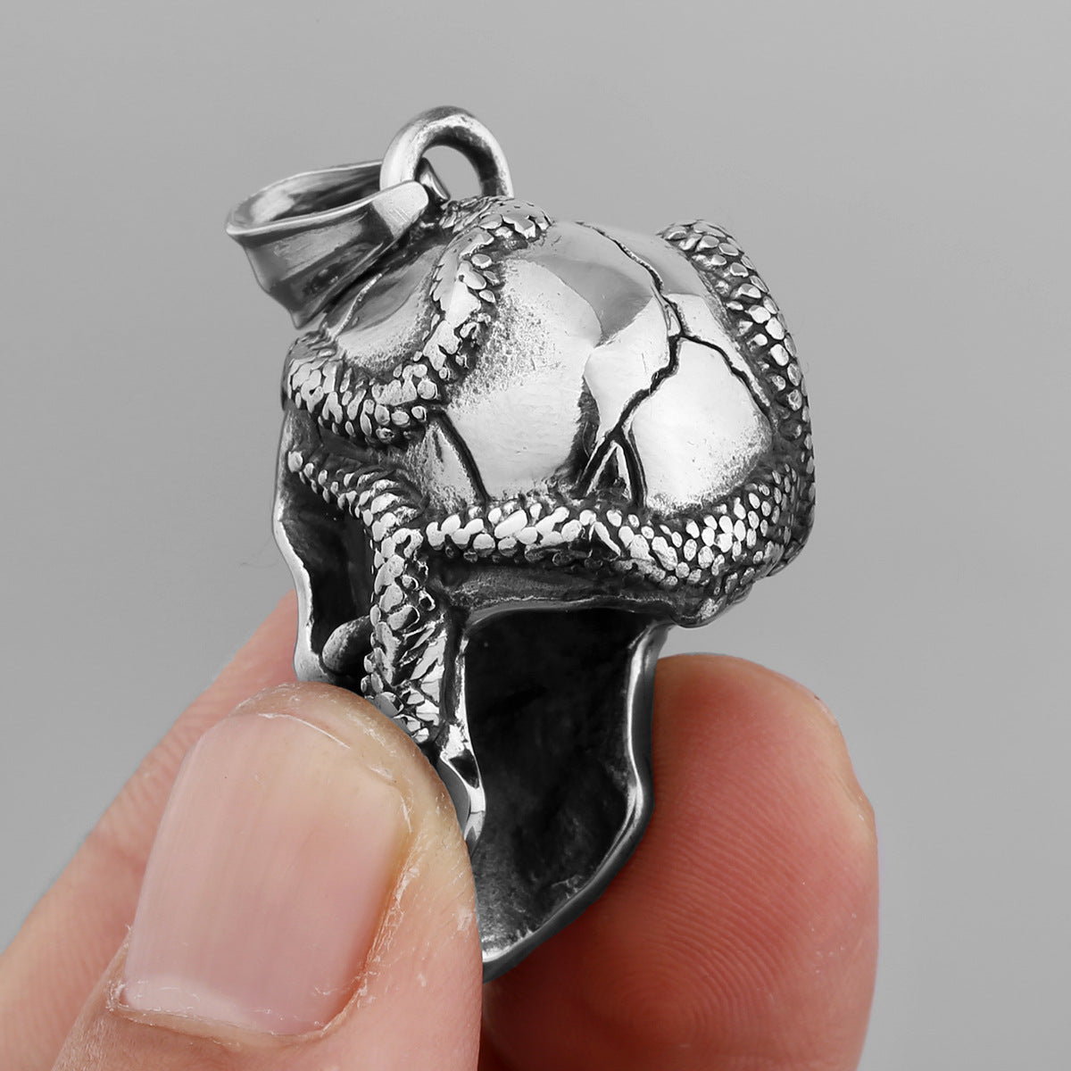 Personality Snake Head Skull Titanium Steel Pendant For Men