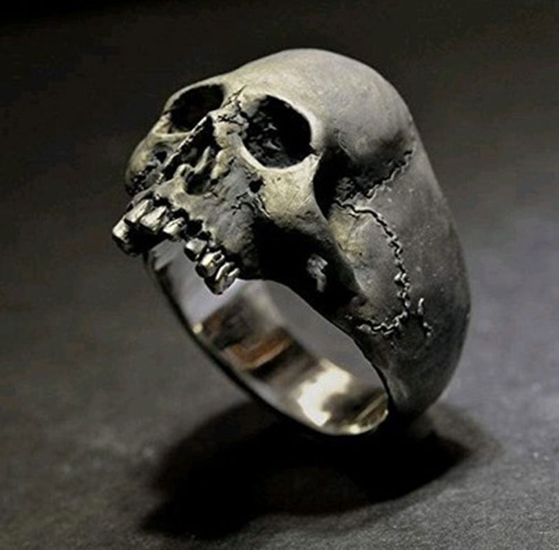 Skull ring male rock goth punk