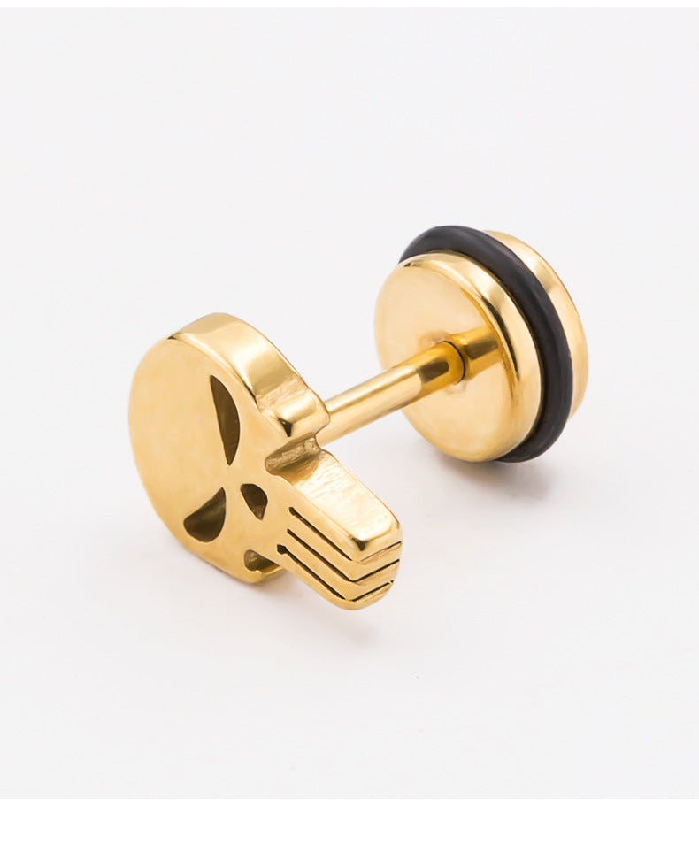 Skull Head Men's Titanium Steel Hypoallergenic Stud Earrings