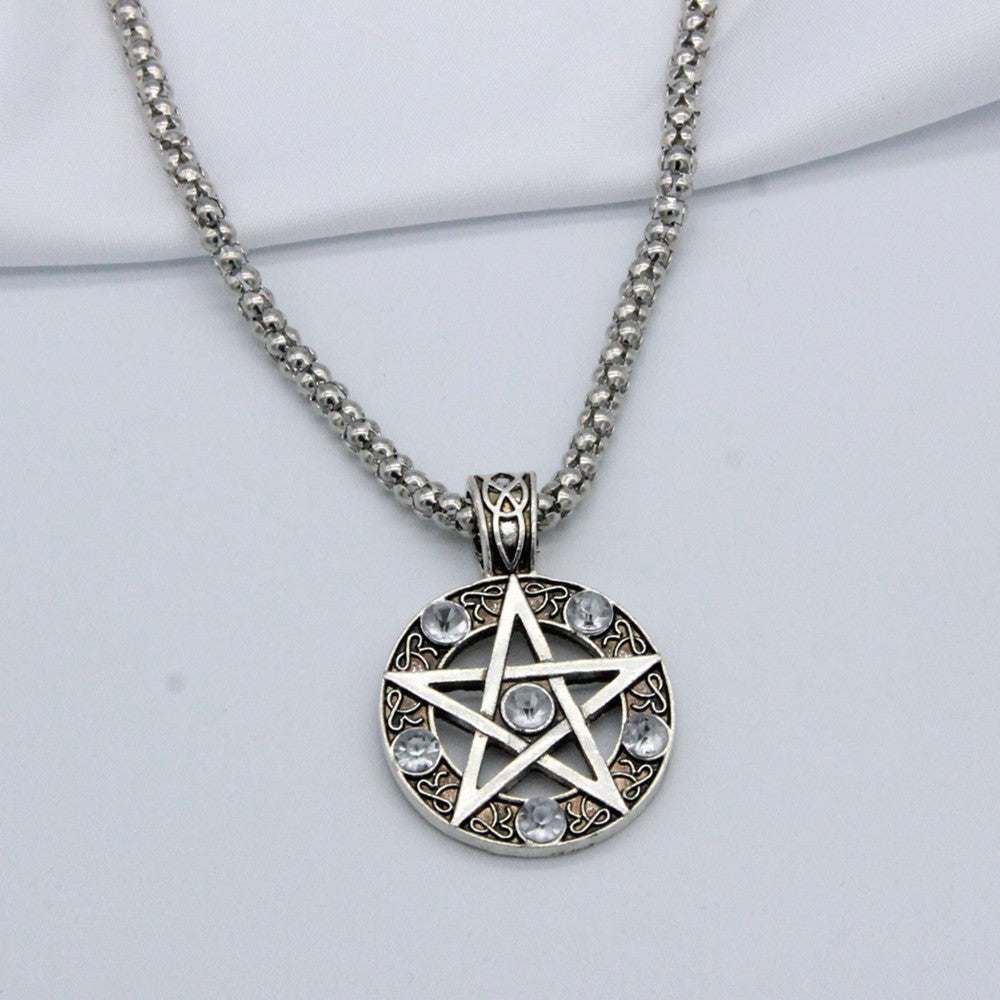Pentagram, Punk Constellation, Diamond Pendant, Alloy Pentagram Pendant Necklace