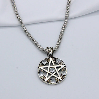 Pentagram, Punk Constellation, Diamond Pendant, Alloy Pentagram Pendant Necklace