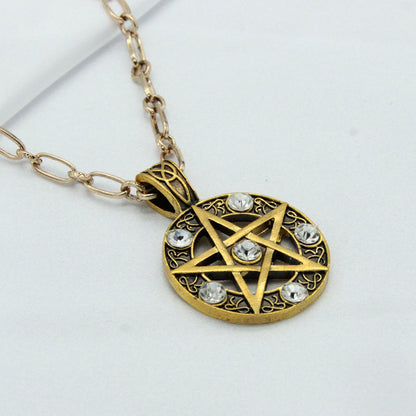 Pentagram, Punk Constellation, Diamond Pendant, Alloy Pentagram Pendant Necklace