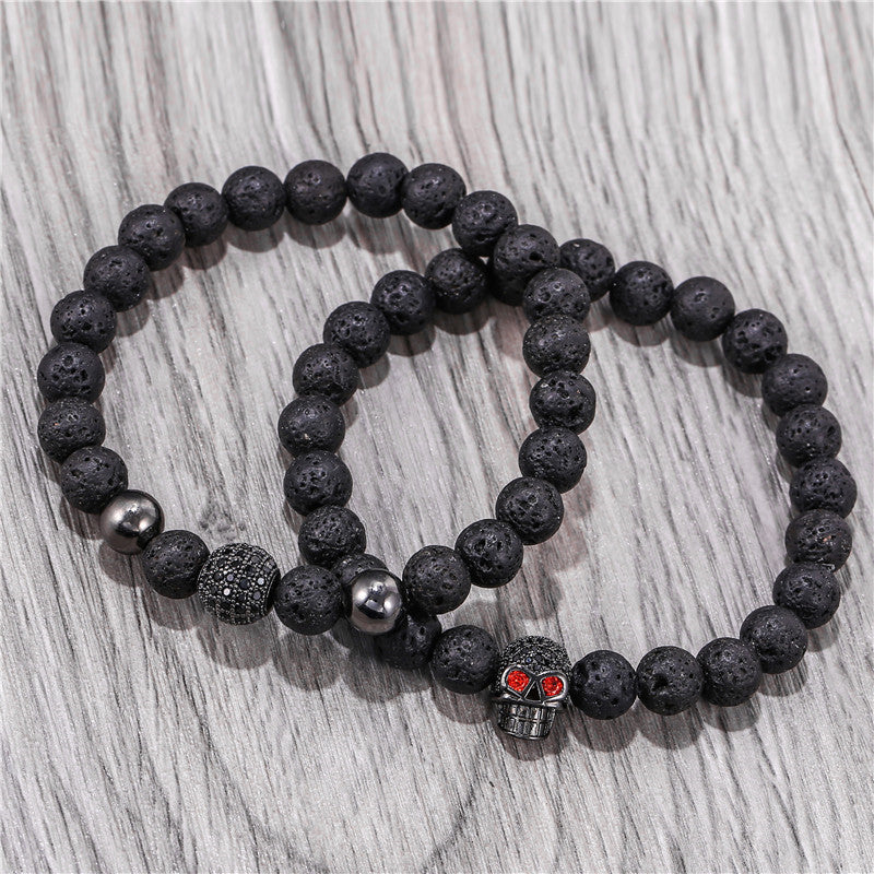 Microzircon Diamond Ball Skull Set Bracelet