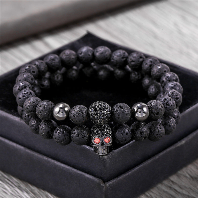 Microzircon Diamond Ball Skull Set Bracelet