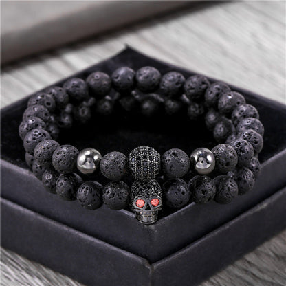Microzircon Diamond Ball Skull Set Bracelet