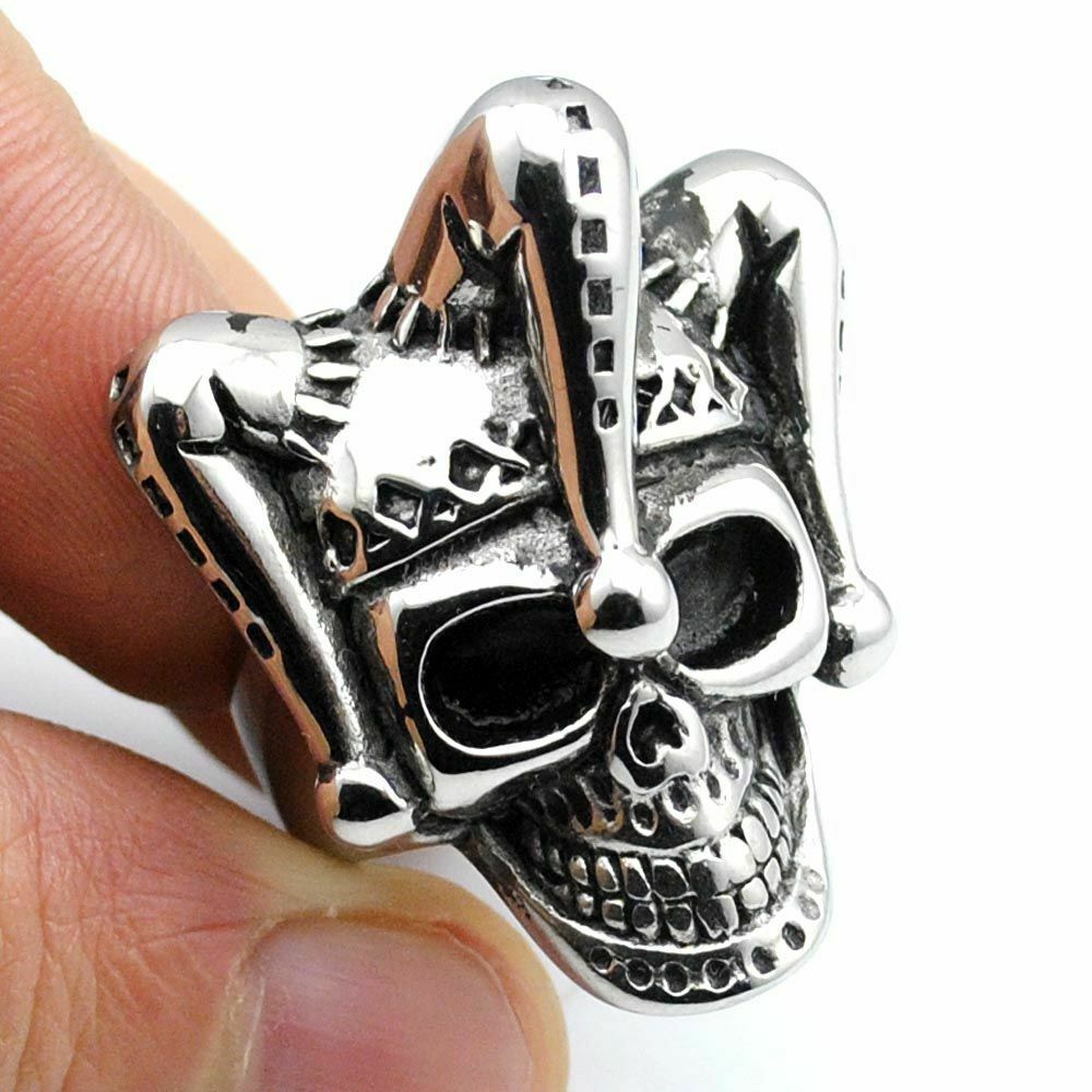 European And American Fashion Skull Head Imitation Stainless Steel Clown Ring Gothic Men's Jewelry Ring