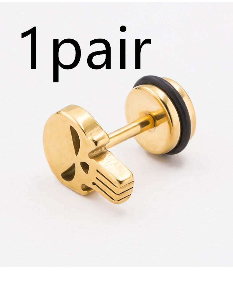 Skull Head Men's Titanium Steel Hypoallergenic Stud Earrings