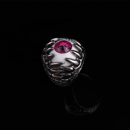 European And American Fashion Retro Devil'S Eye Skull Ring Personality Titanium Steel Eye Ring Men'S Punk Hand Jewelry
