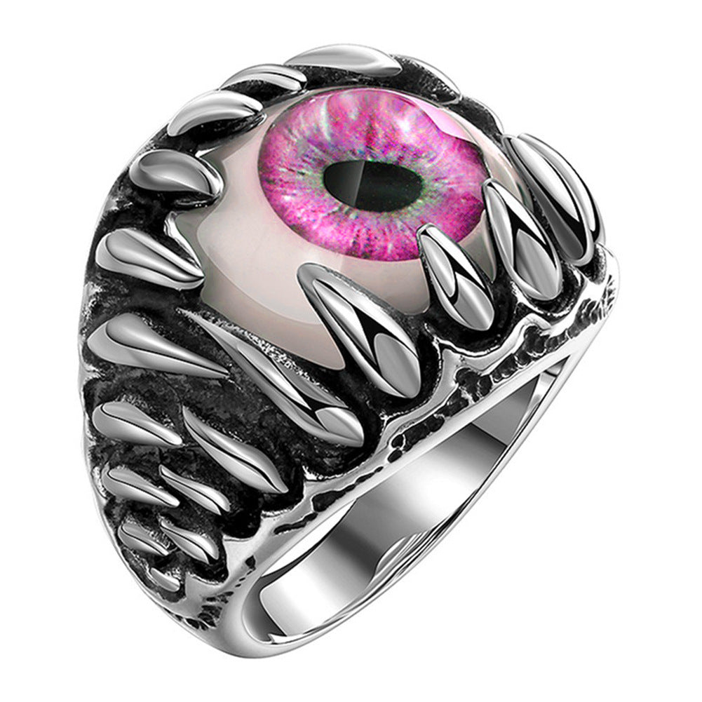 European And American Fashion Retro Devil'S Eye Skull Ring Personality Titanium Steel Eye Ring Men'S Punk Hand Jewelry