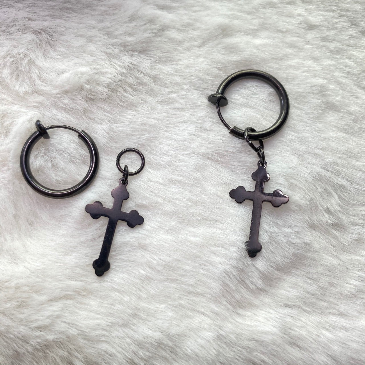 Punk Style Geometric Cross Ear Clip Men'S Cold Style Earrings Women'S Korean Elegant European And American Gold Earrings