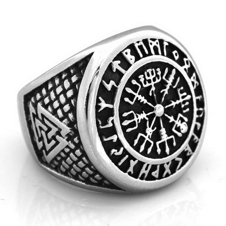 Nordic Viking Symbol Men's Titanium Steel Finger Ring