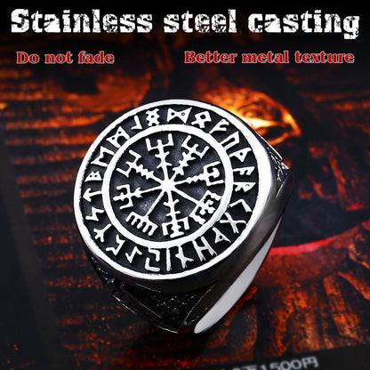 Nordic Viking Symbol Men's Titanium Steel Finger Ring