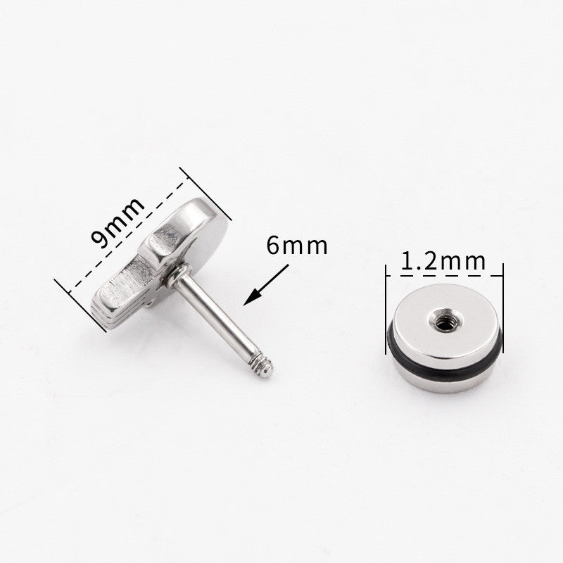 Skull Head Men's Titanium Steel Hypoallergenic Stud Earrings