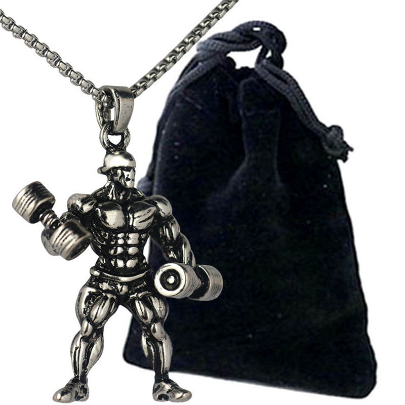 Barbell weightlifting necklace
