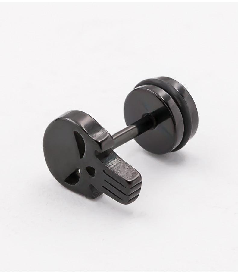 Skull Head Men's Titanium Steel Hypoallergenic Stud Earrings