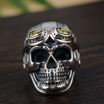 Fashion creative domineering pilot skull head ring
