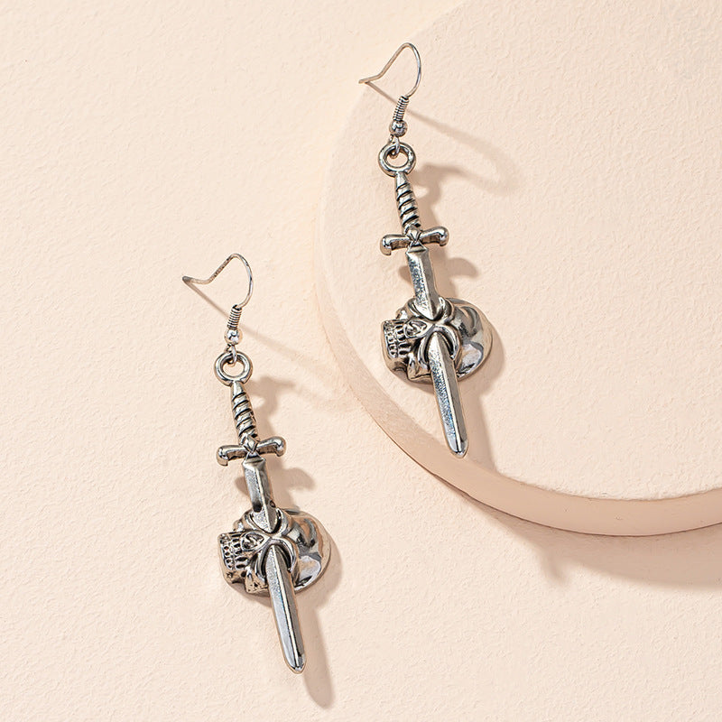 Exaggerated Gothic Long Sword Earrings Vintage Punk