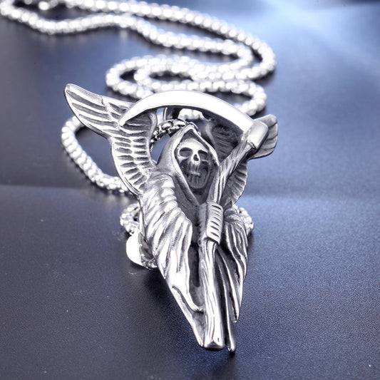 Stainless Ornament Skull Death Sickle Pendant Cool Accessories